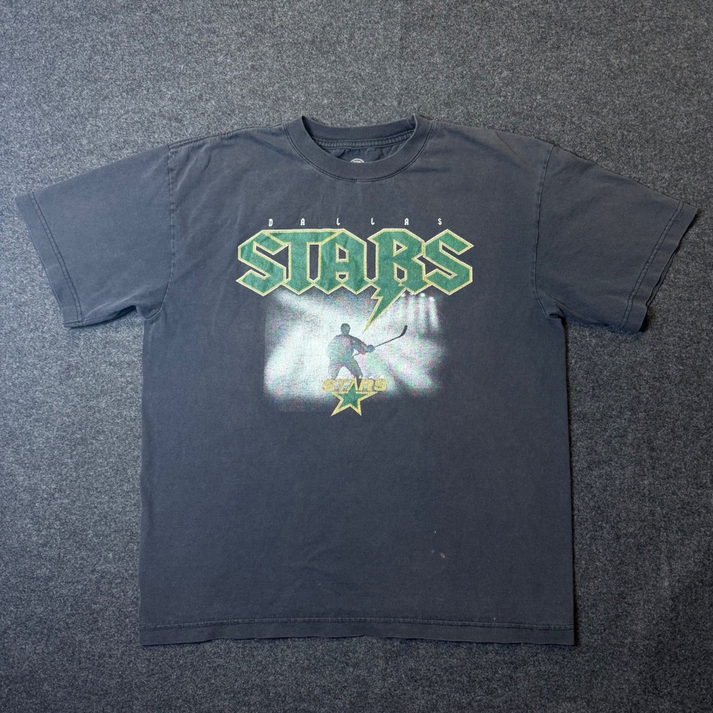 Vintage NHL Dallas Stars T-Shirt Mens L Black Graphic Hockey Tee Short Sleeve